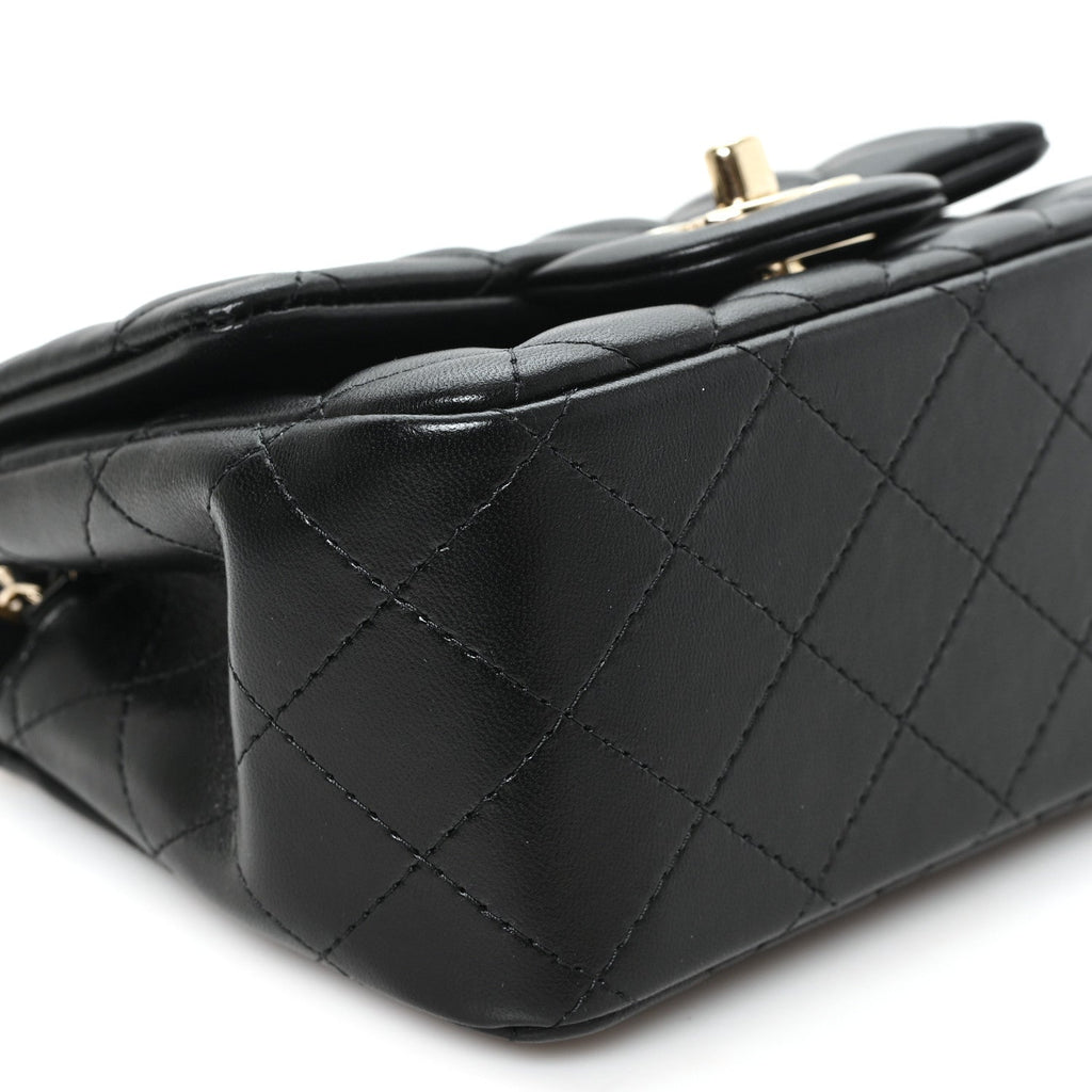 Lambskin Quilted Mini Square Flap Black
