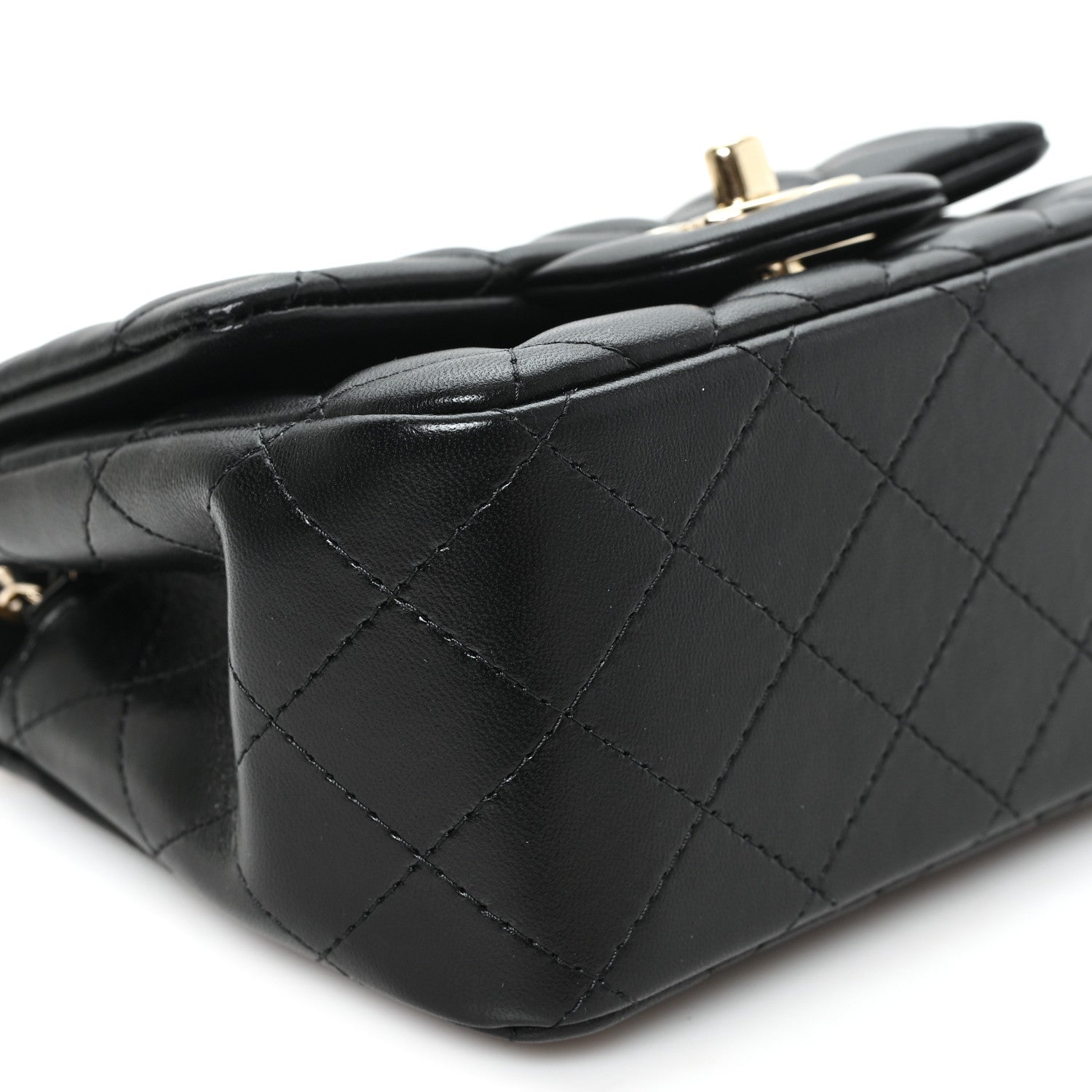 Lambskin Quilted Mini Square Flap Black