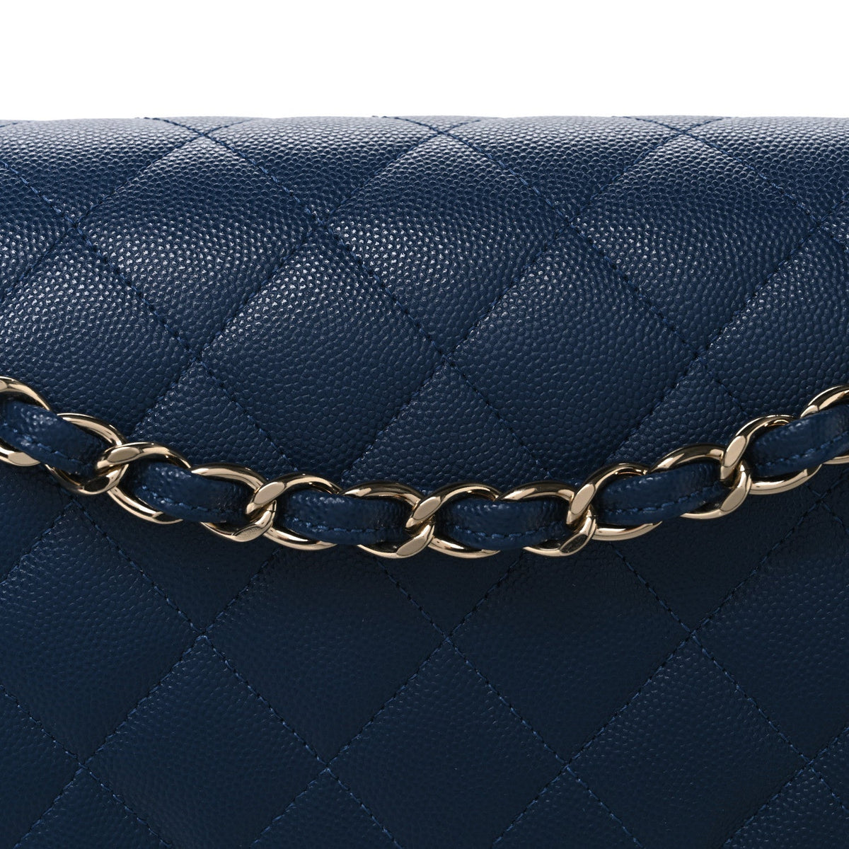 Caviar Quilted Jumbo Double Flap Navy Blue