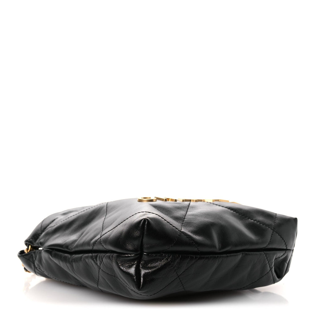 Shiny Calfskin Quilted Mini Chanel 22 Black