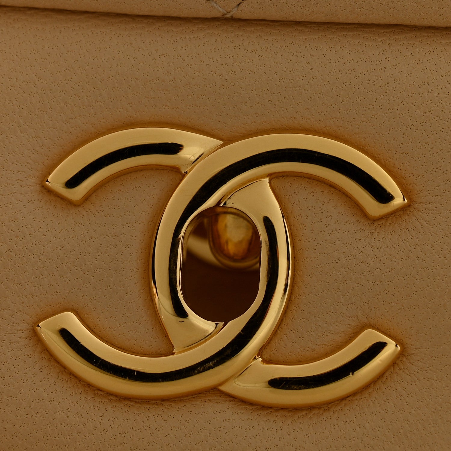 Lambskin Quilted Jumbo Double Flap Light Beige