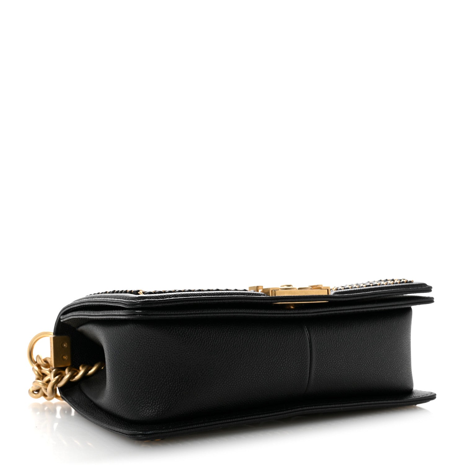 Caviar Quilted Medium Chain Around Boy Flap Black