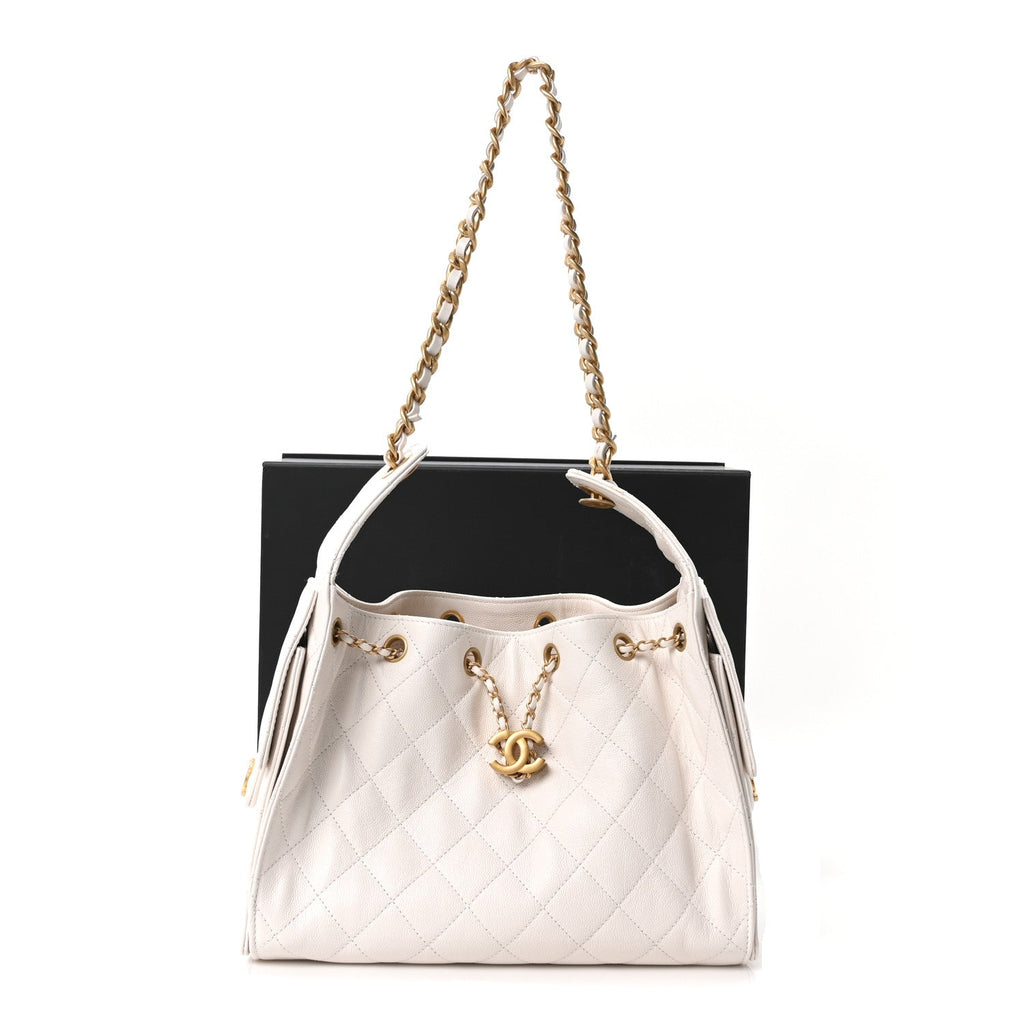 Caviar Quilted Small Chanel 25 Handbag White