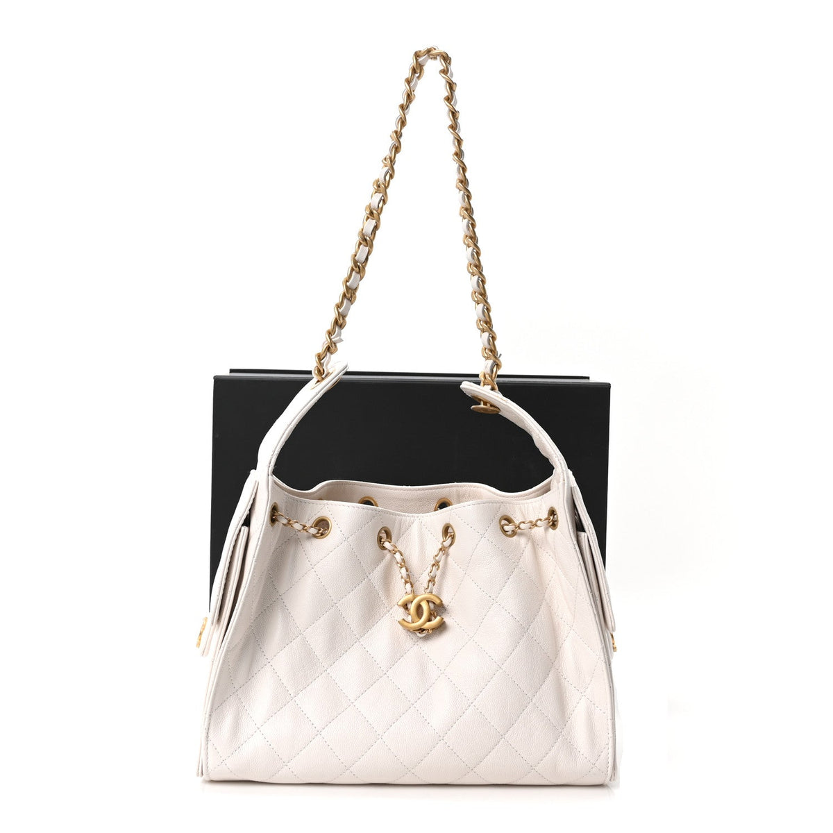 Caviar Quilted Small Chanel 25 Handbag White