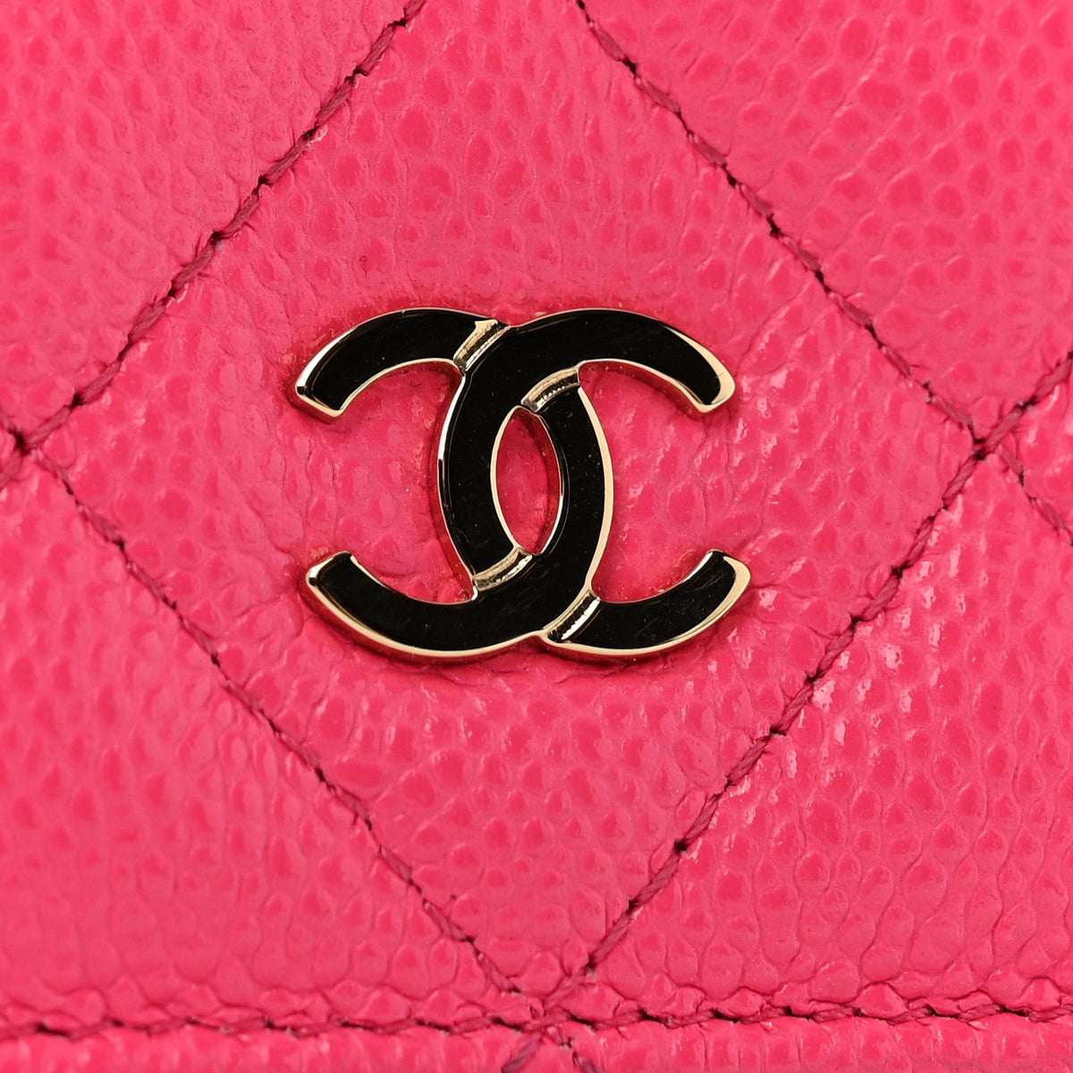 Caviar Quilted Wallet on Chain WOC Fuchsia