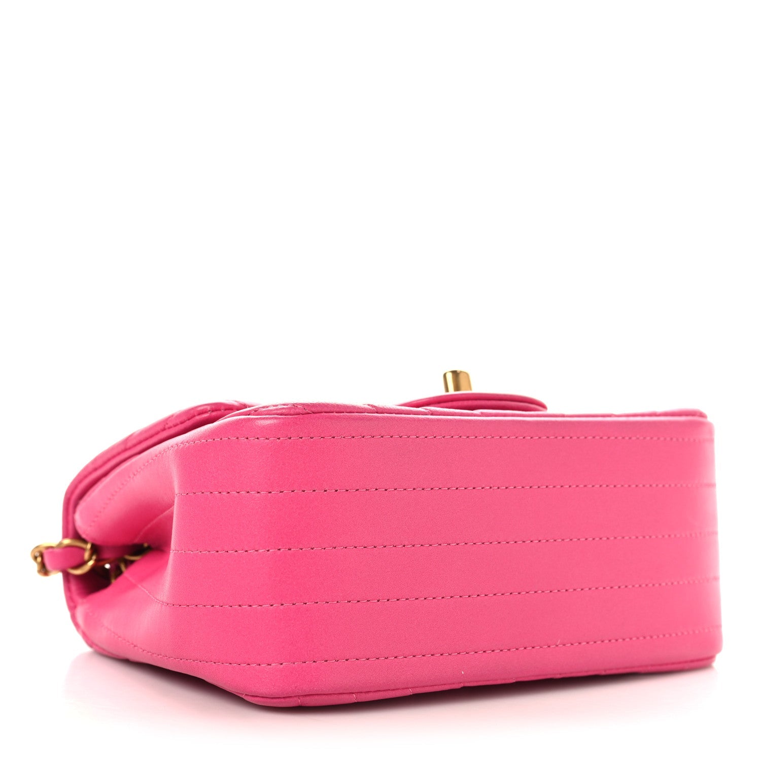 Lambskin Chevron Quilted Mini Square Flap  Pink