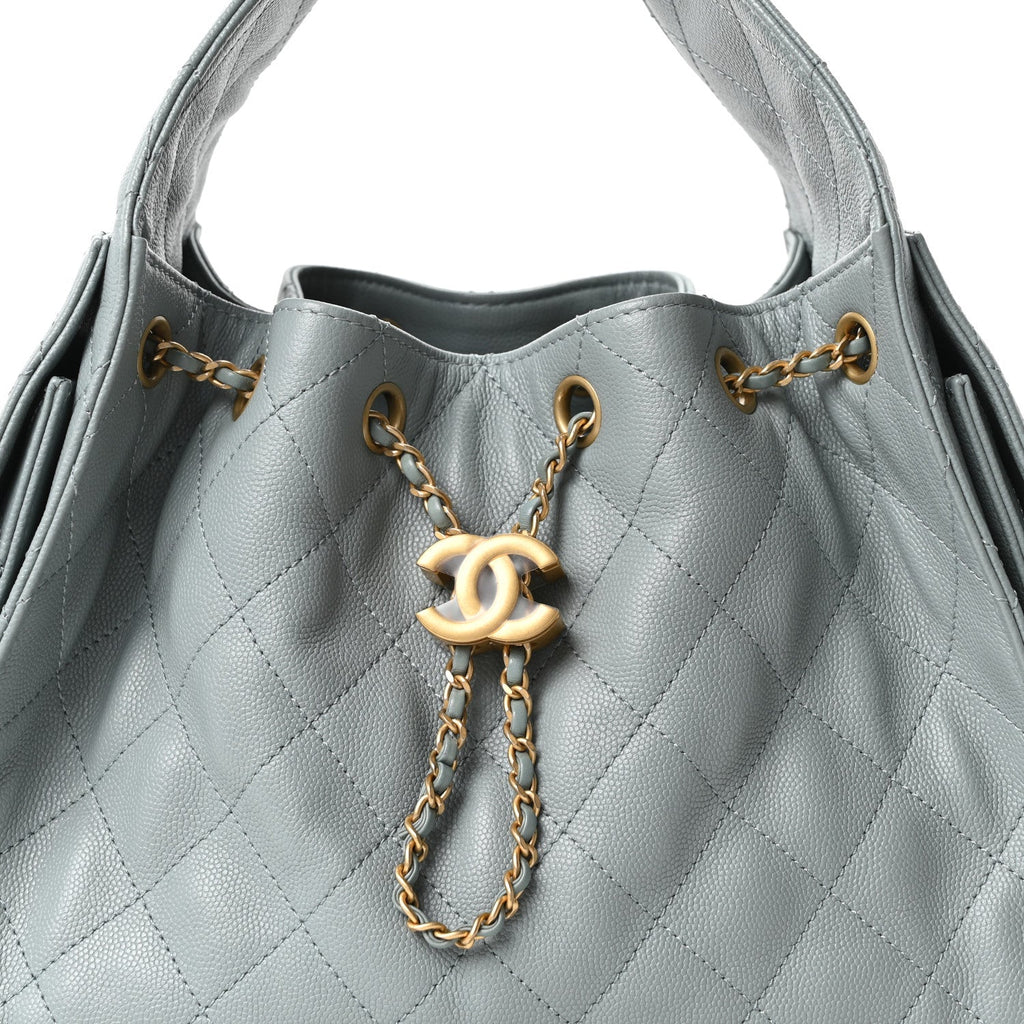 Caviar Quilted Small Chanel 25 Handbag Light Green