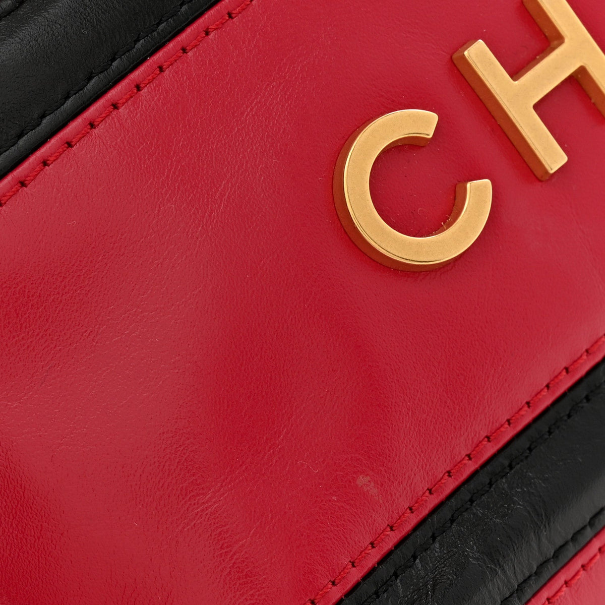 Shiny Calfskin Striped Mini Chanel 22 Red Black