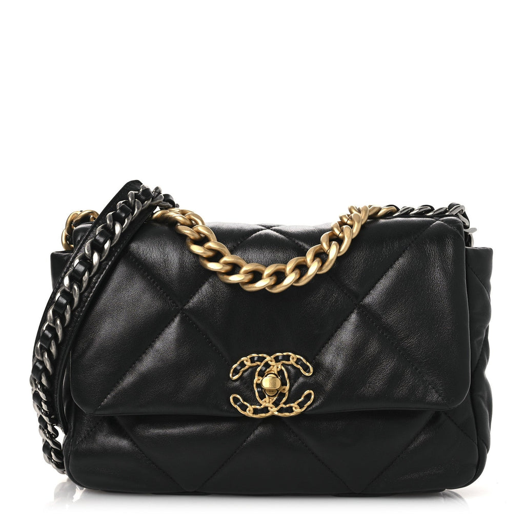 Lambskin Quilted Medium Chanel 19 Flap Black