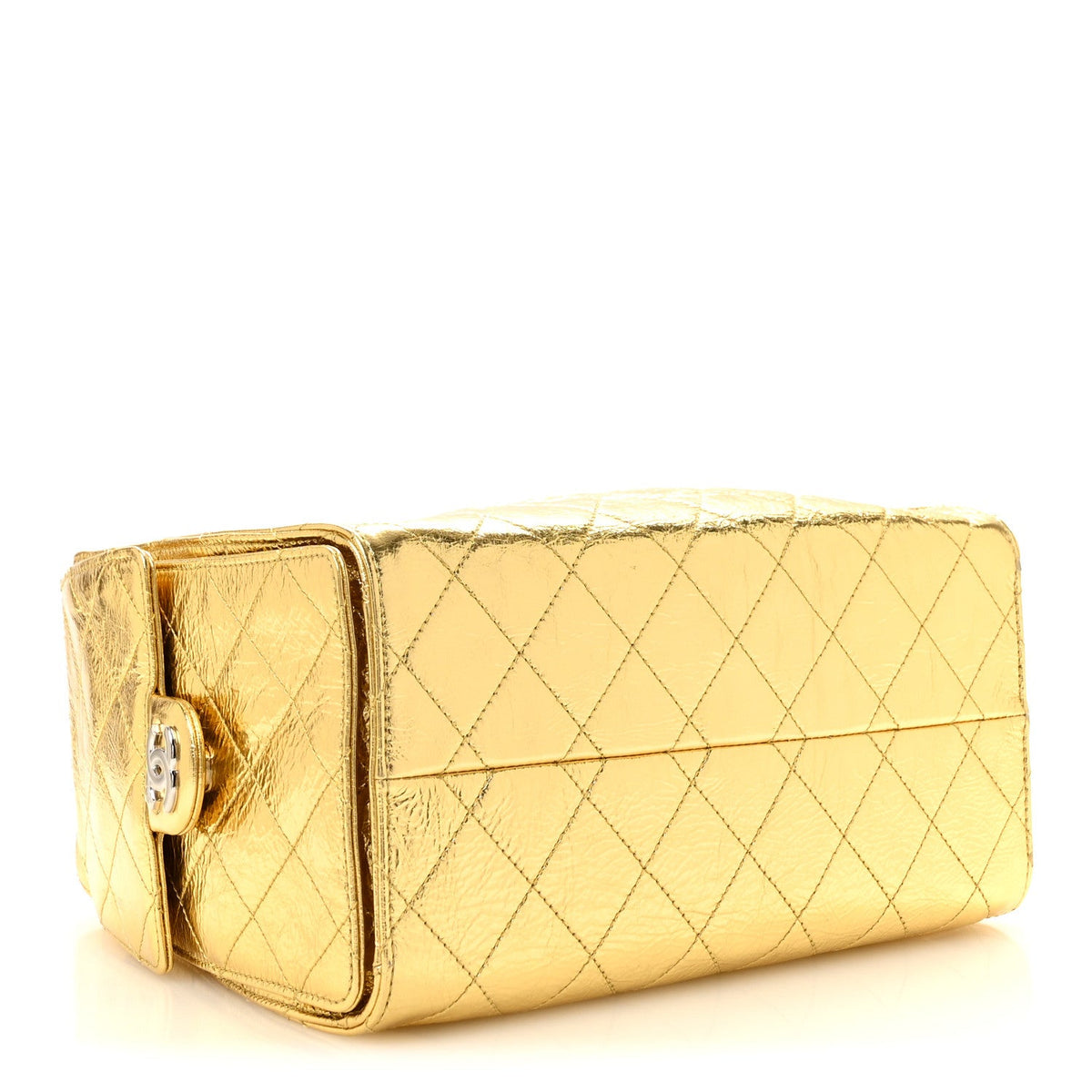 Metallic Aged Calfskin Quilted Small Chanel 25 Handbag Gold