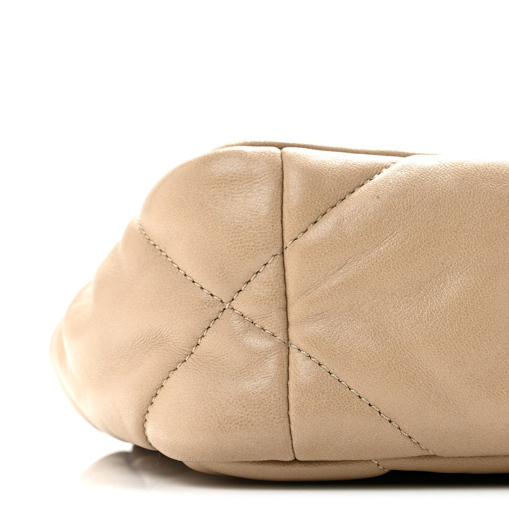Lambskin Quilted Medium Chanel 19 Flap Dark Beige