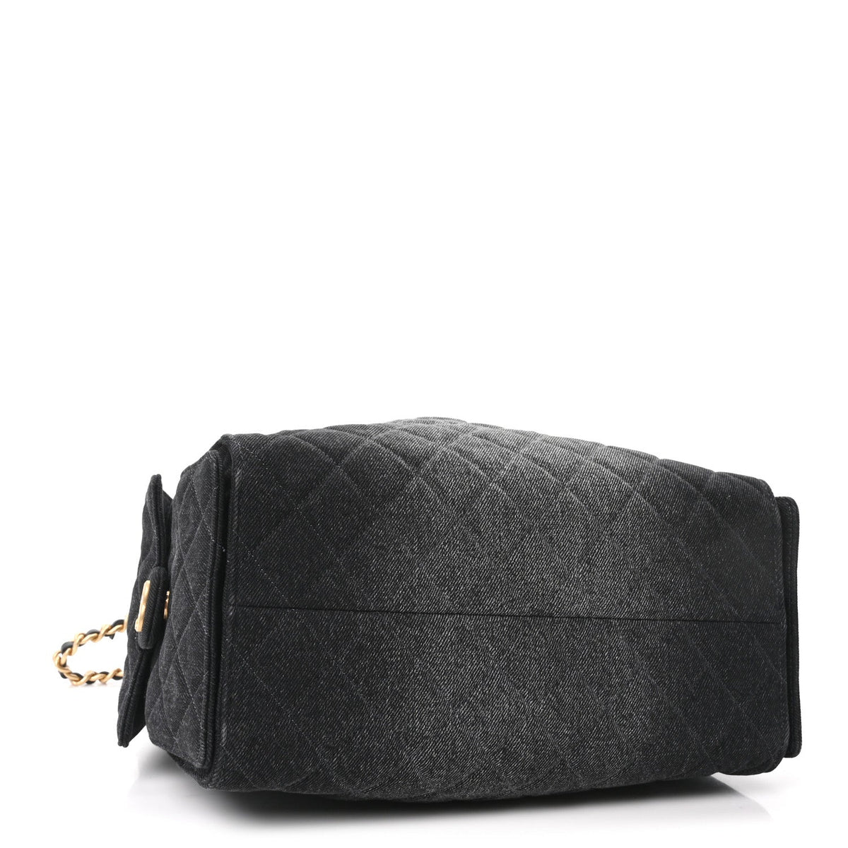 Washed Denim Quilted Medium Chanel 25 Handbag Black
