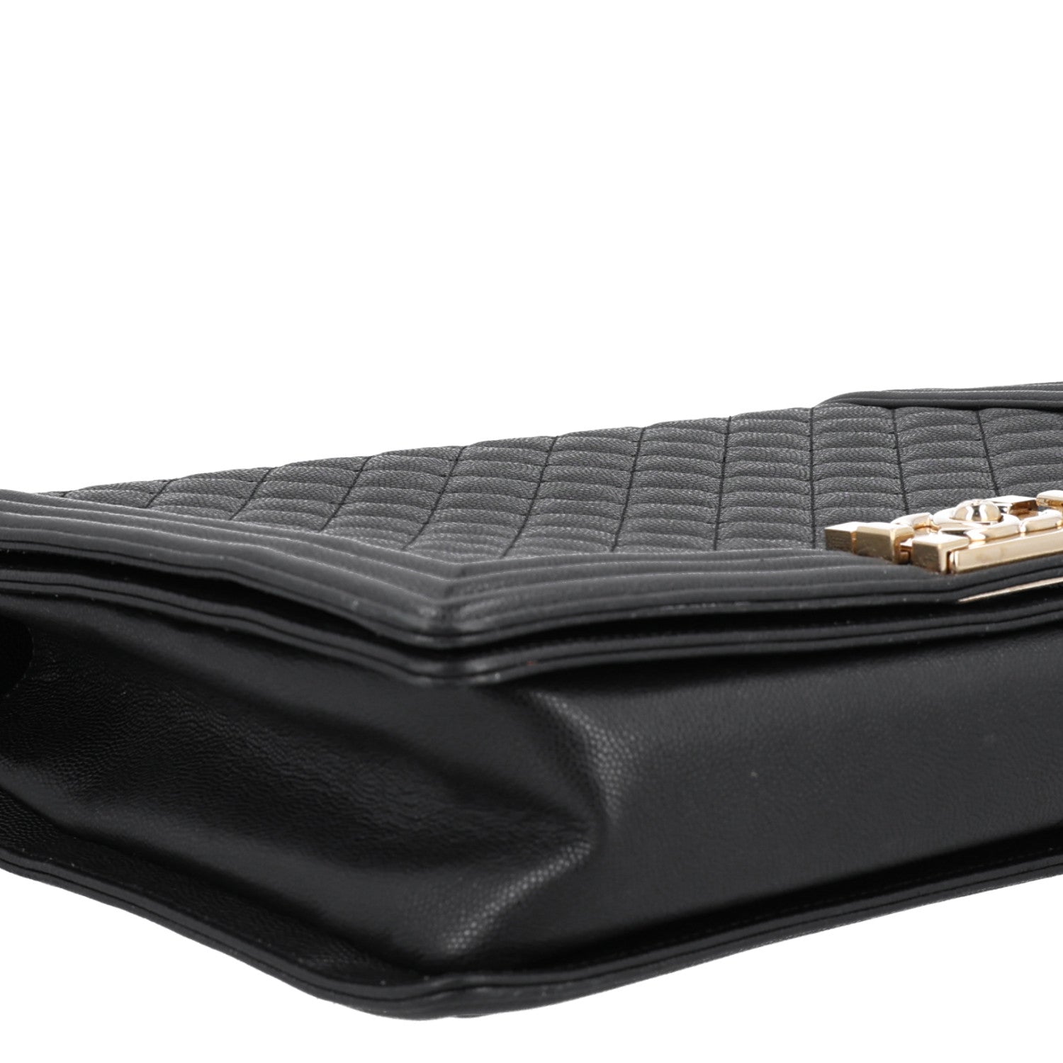 Caviar Quilted Large Boy Flap Black