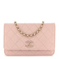 Caviar Quilted Crystal Enamel CC Wallet On Chain WOC Light Pink