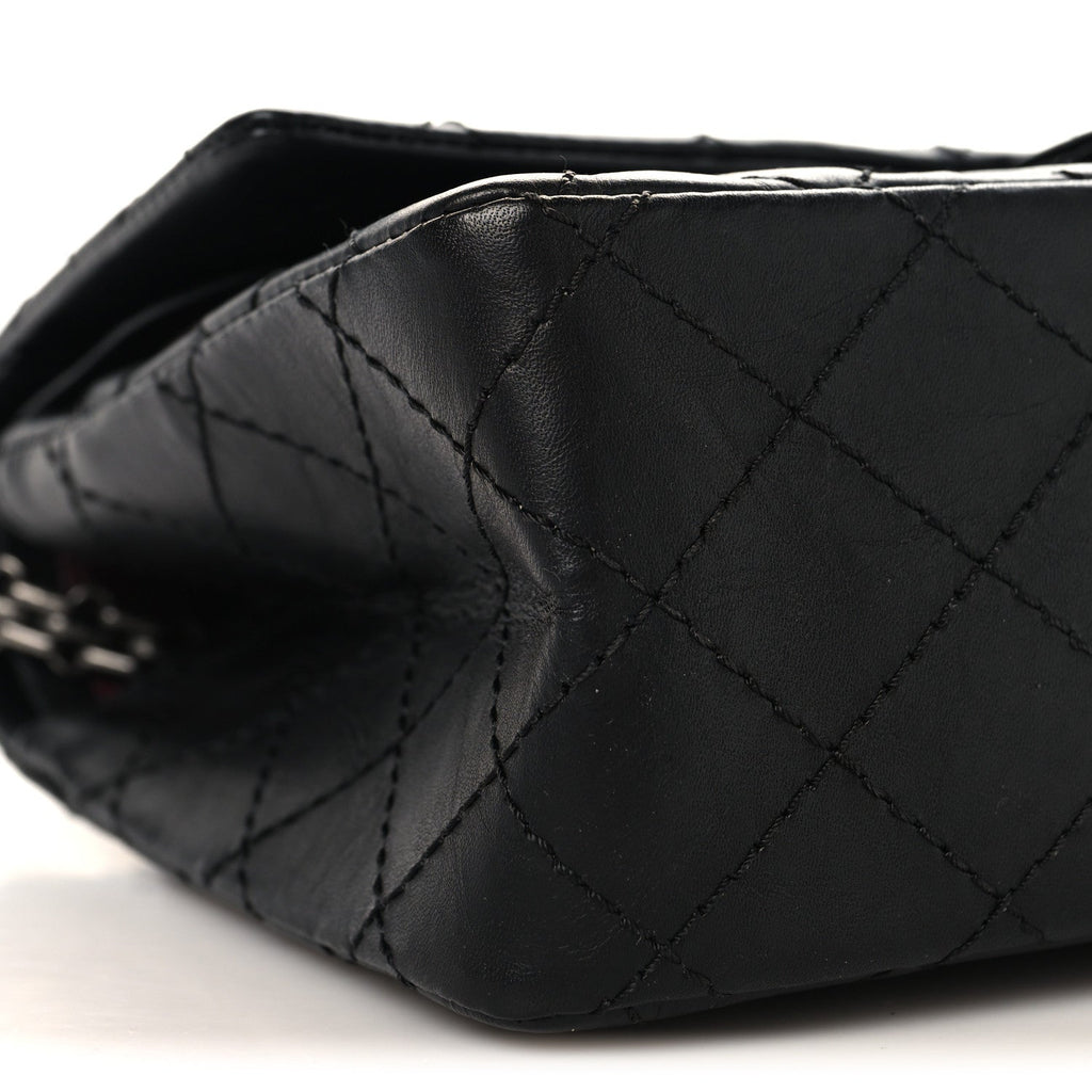 Aged Calfskin Quilted 2.55 Reissue 225 Flap Black
