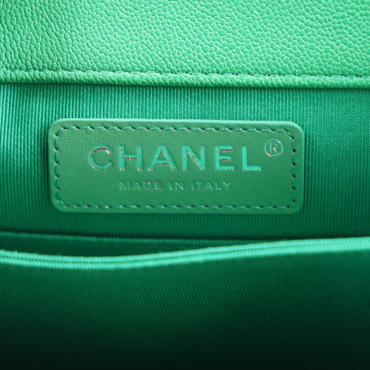 Caviar Quilted North South Boy Flap Green
