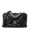 Goatskin Quilted Large Chanel 19 Flap Black