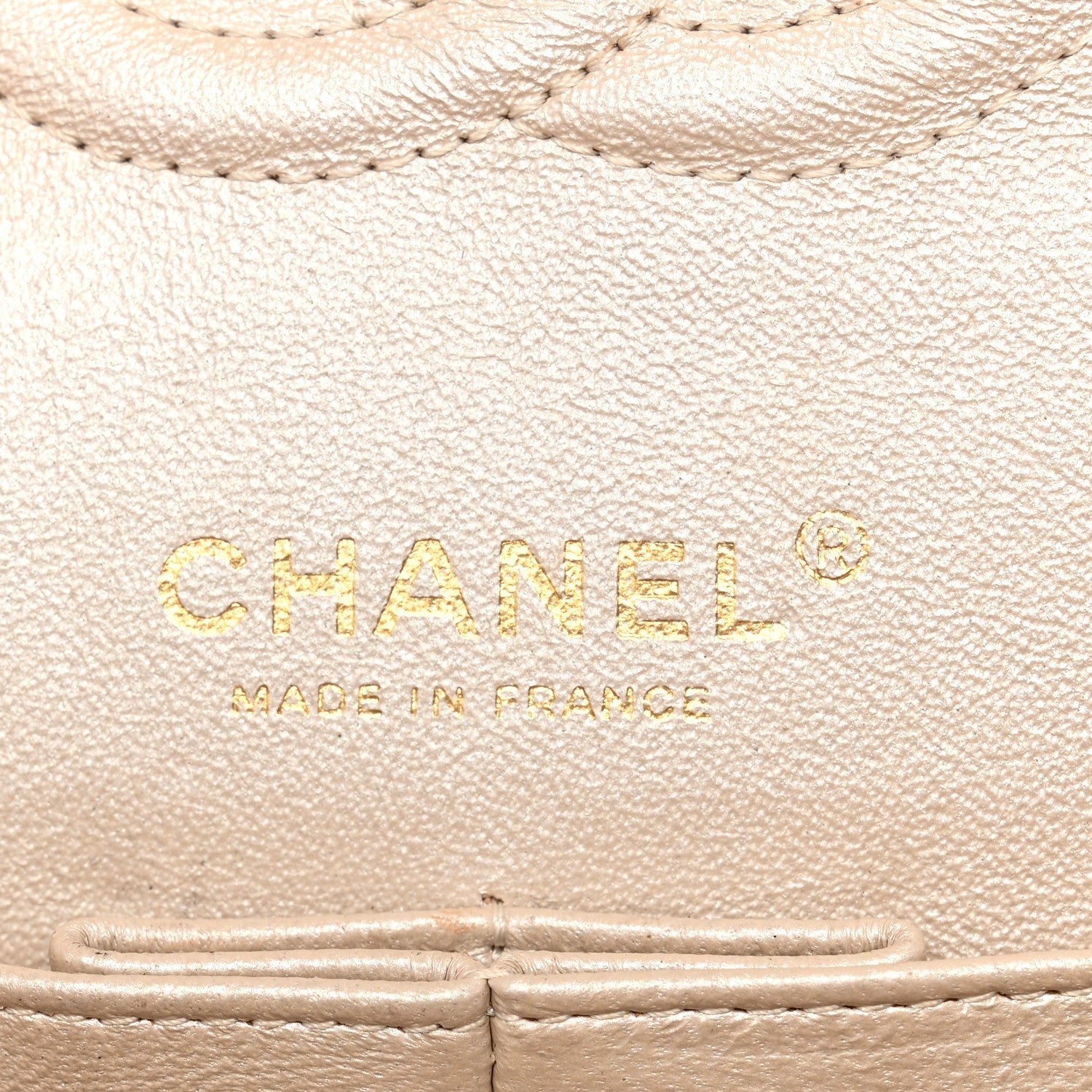 Pearly Caviar Quilted Medium Double Flap Light Beige