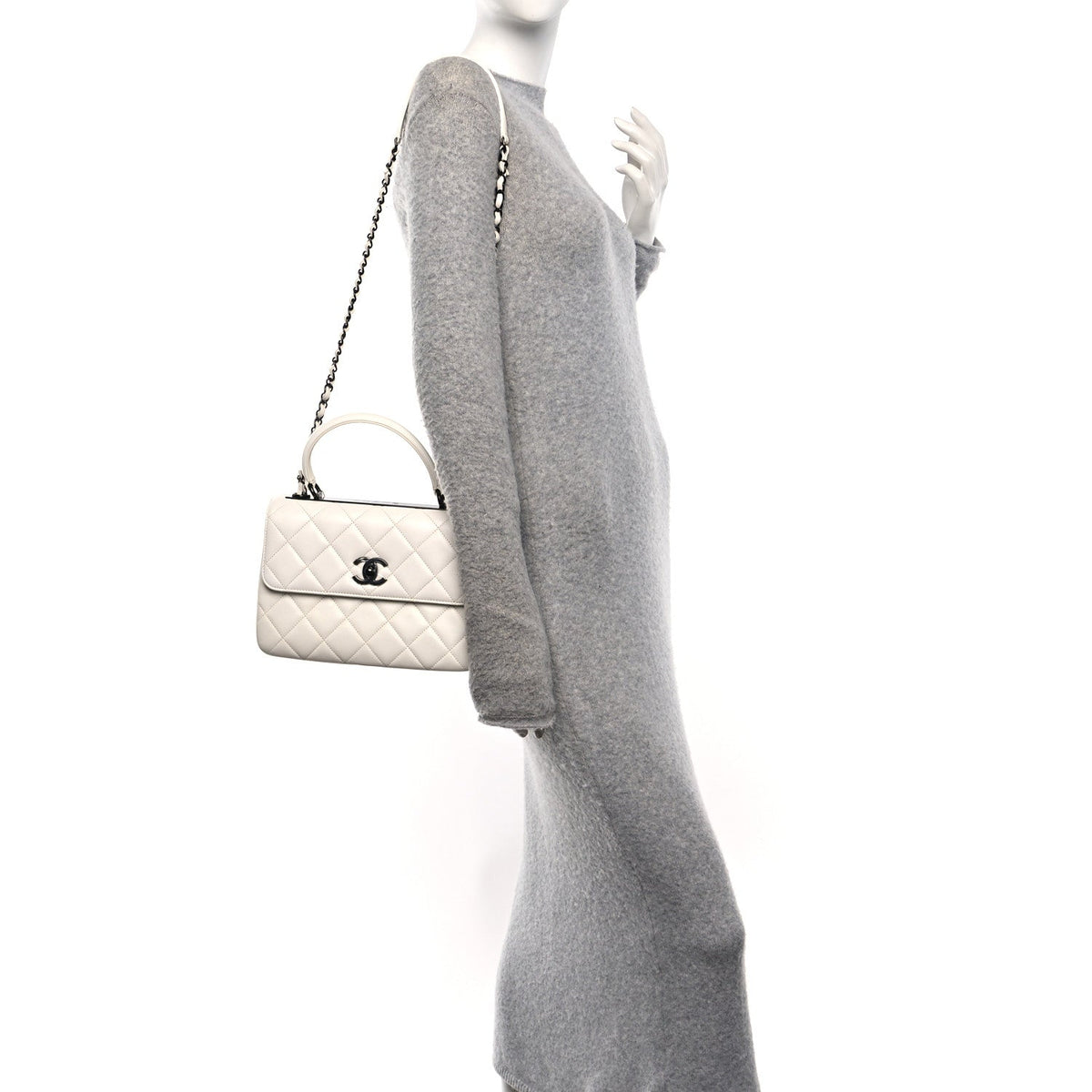Lambskin Quilted Small Trendy CC Dual Handle Flap Bag White