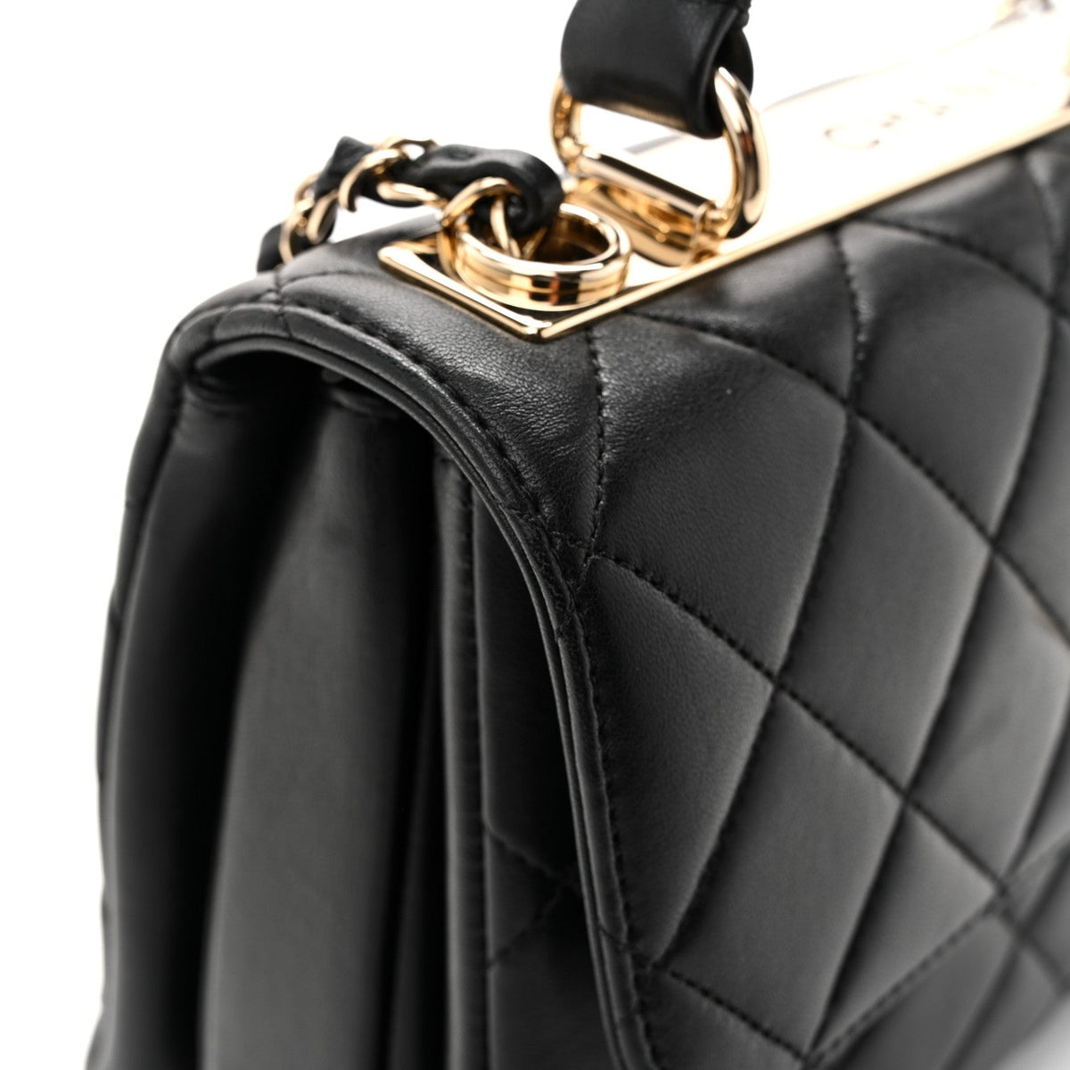 Lambskin Quilted Small Trendy CC Dual Handle Flap Bag Black
