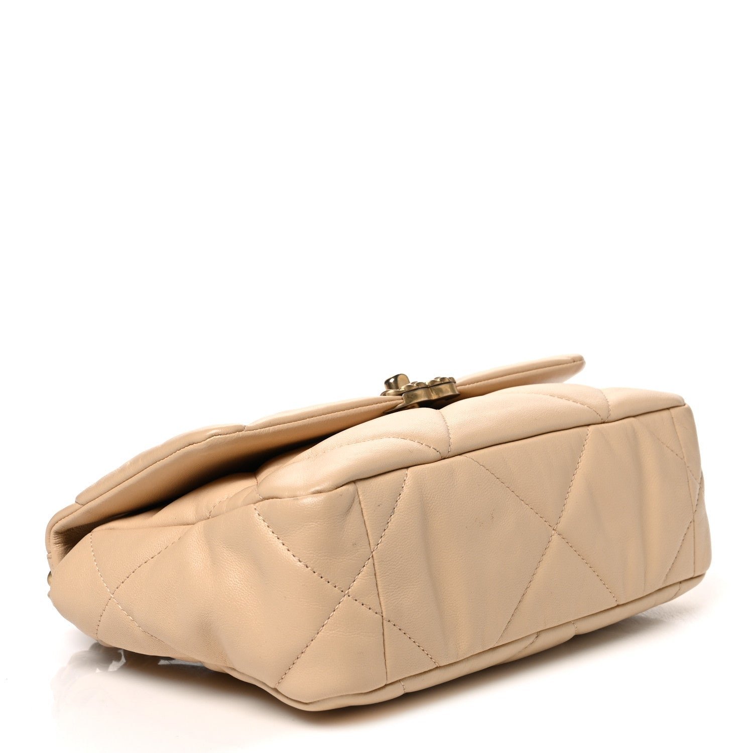 Goatskin Quilted Medium Chanel 19 Flap Beige