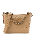 Aged Calfskin Quilted Small Gabrielle Hobo Beige