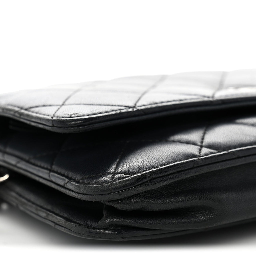 Lambskin Quilted Wallet On Chain WOC Black
