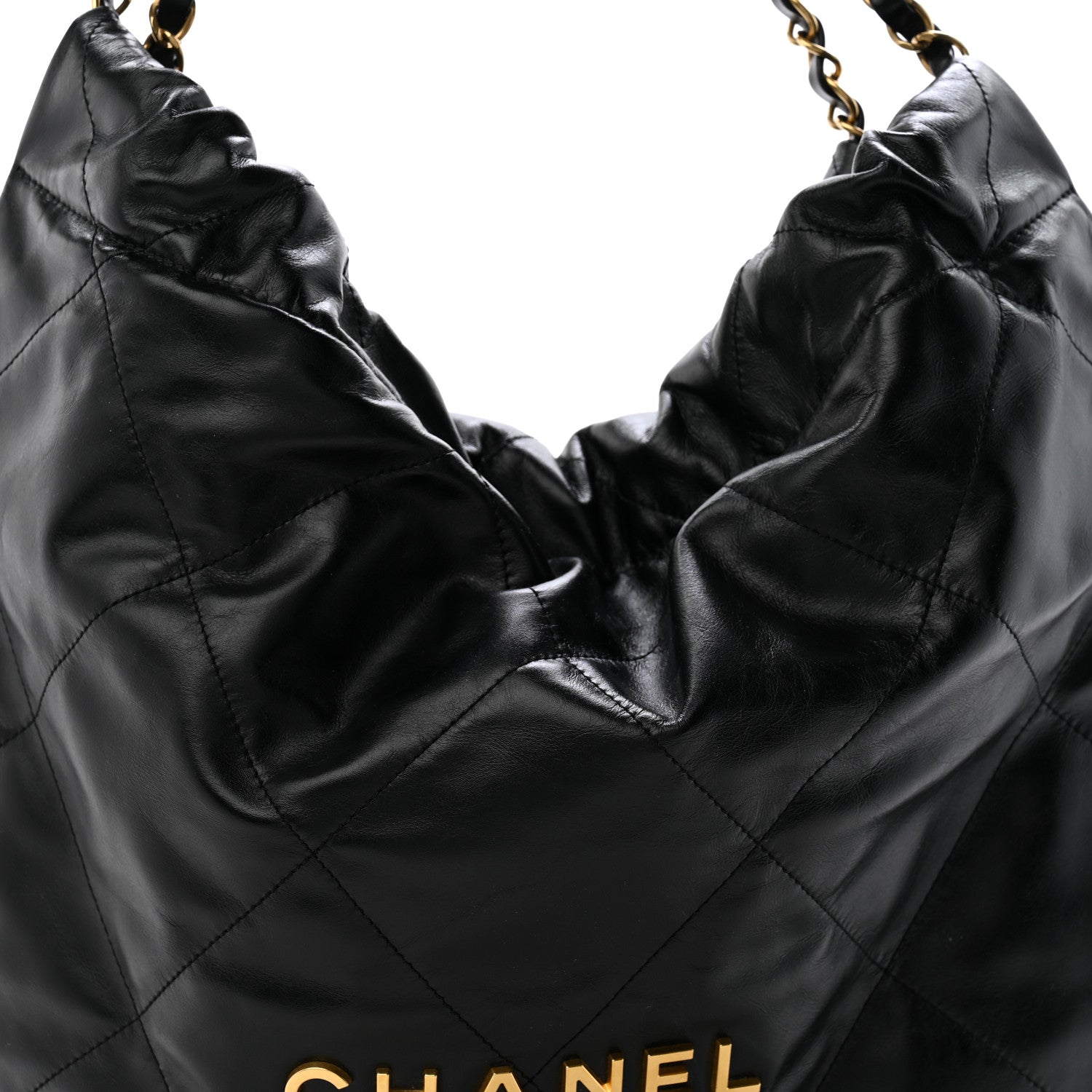 Shiny Calfskin Quilted Chanel 22 Black