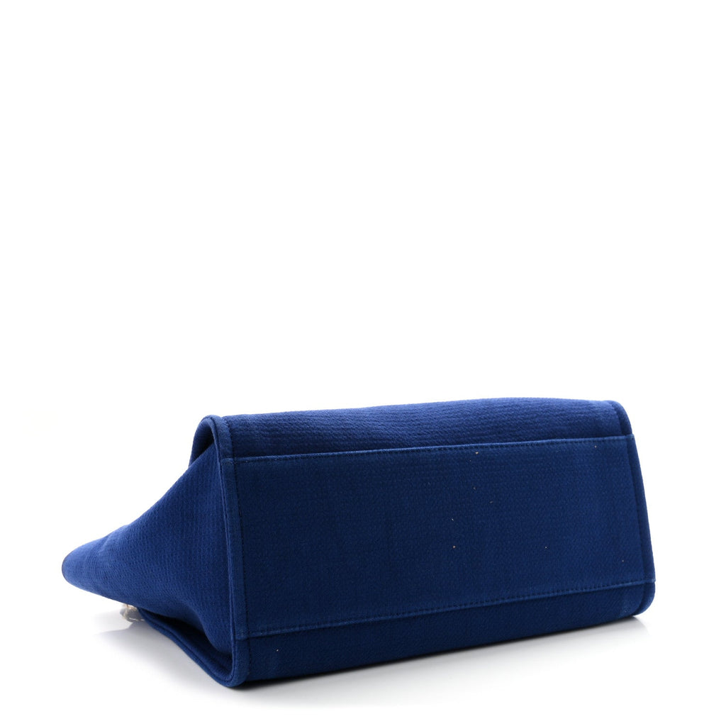 Mixed Fibers Calfskin Medium Deauville Tote Dark Blue