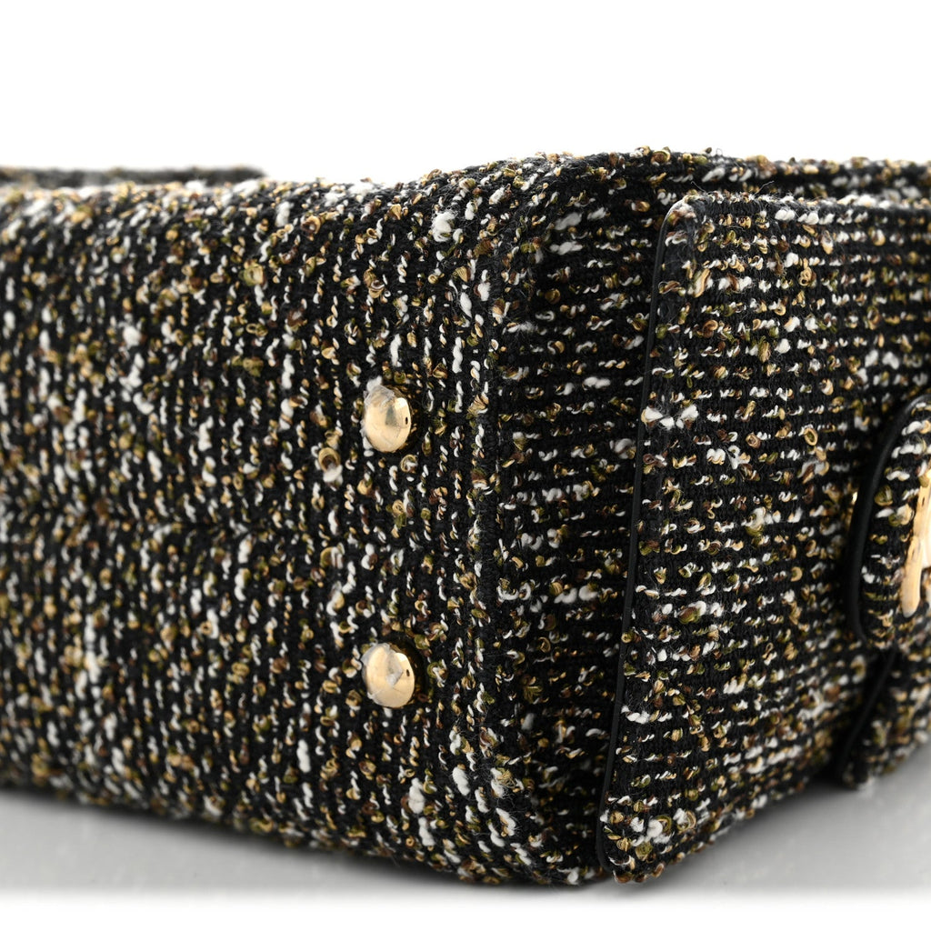 Tweed Quilted Mini Chanel 25 Handbag Black Ivory