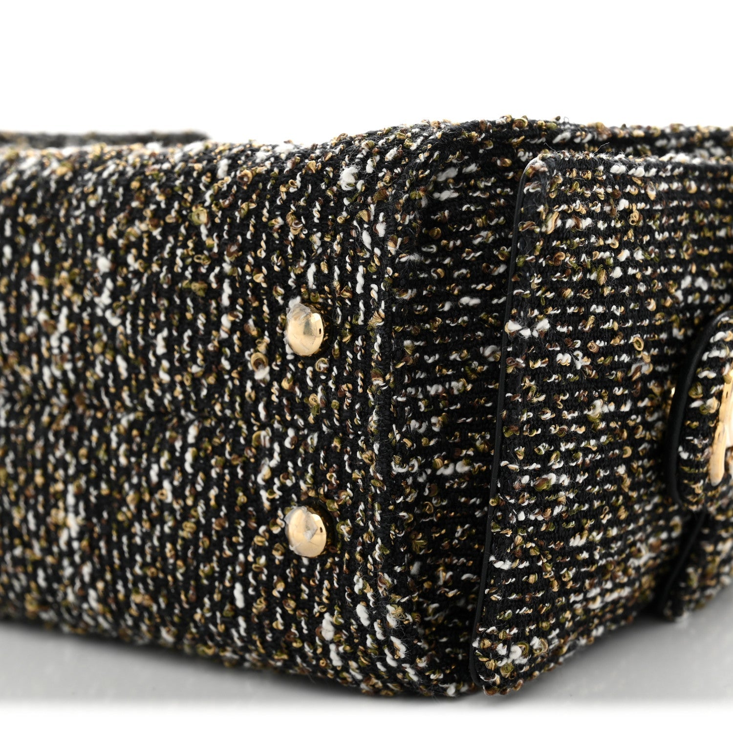 Tweed Quilted Mini Chanel 25 Handbag Black Ivory