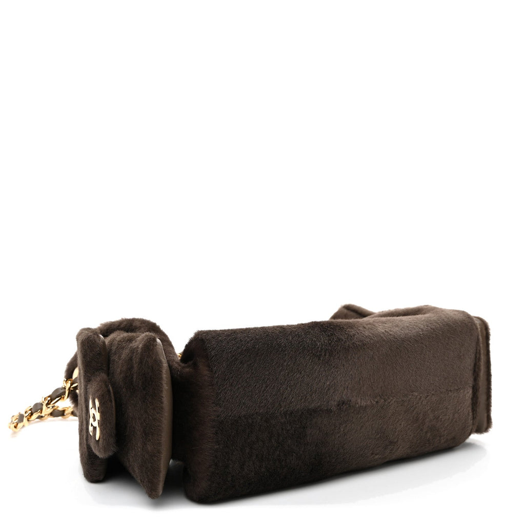 Pony Hair Mini Chanel 25 Handbag Dark Khaki