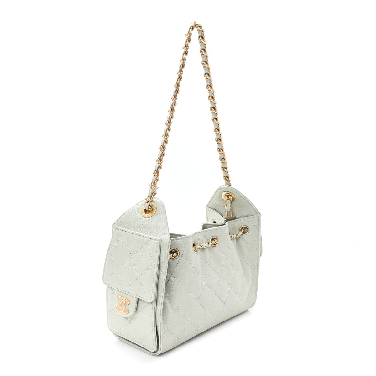 Caviar Quilted Mini Chanel 25 Handbag Light Green