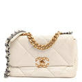 Lambskin Quilted Medium Chanel 19 Flap  White