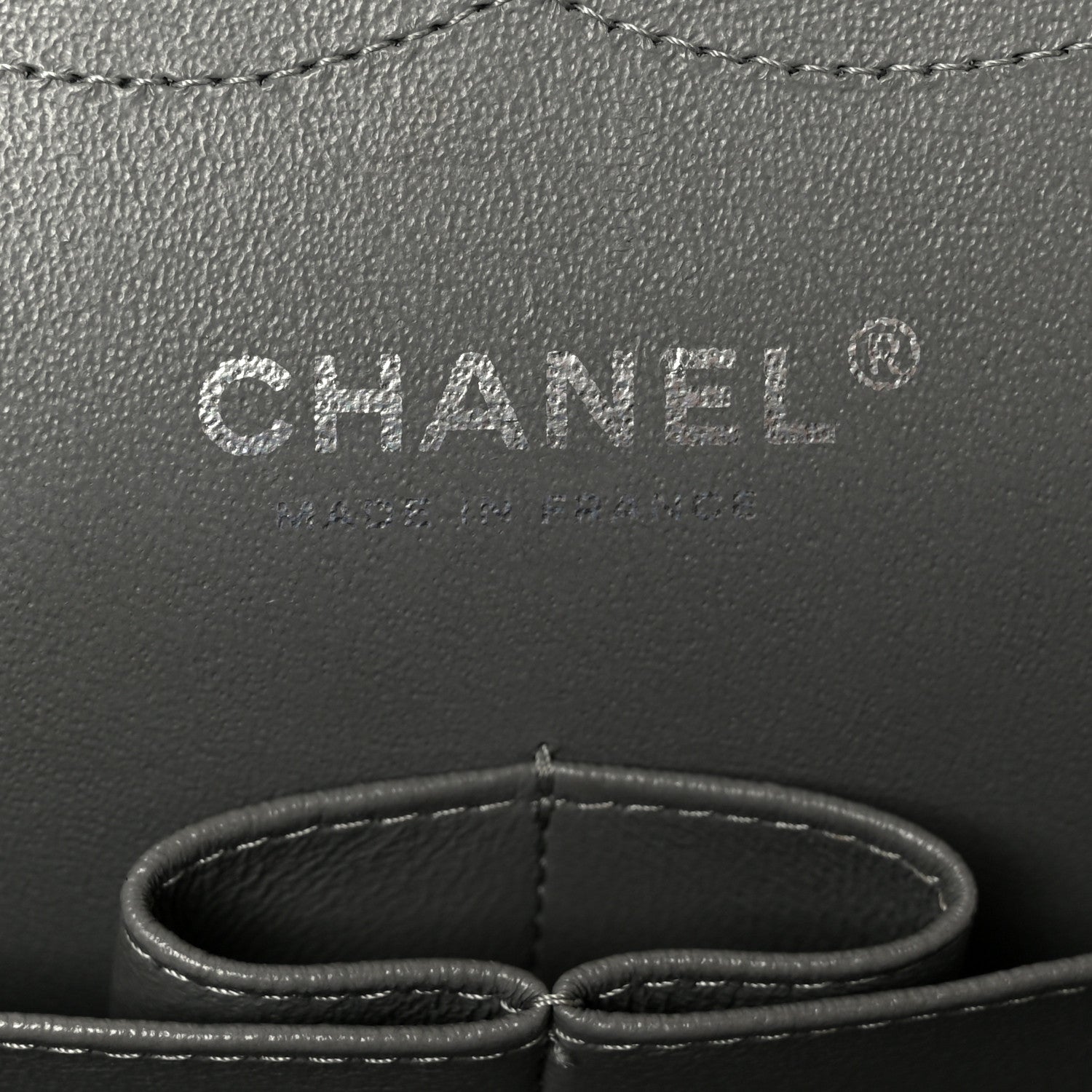 Caviar Quilted Jumbo Double Flap Grey