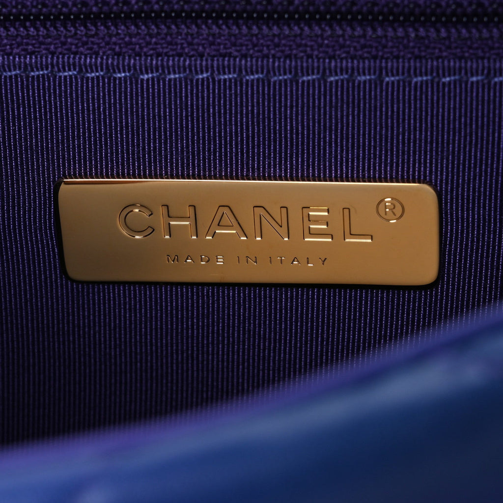 Tie Dye Calfskin Quilted Medium Chanel 19 Flap Blue Purple