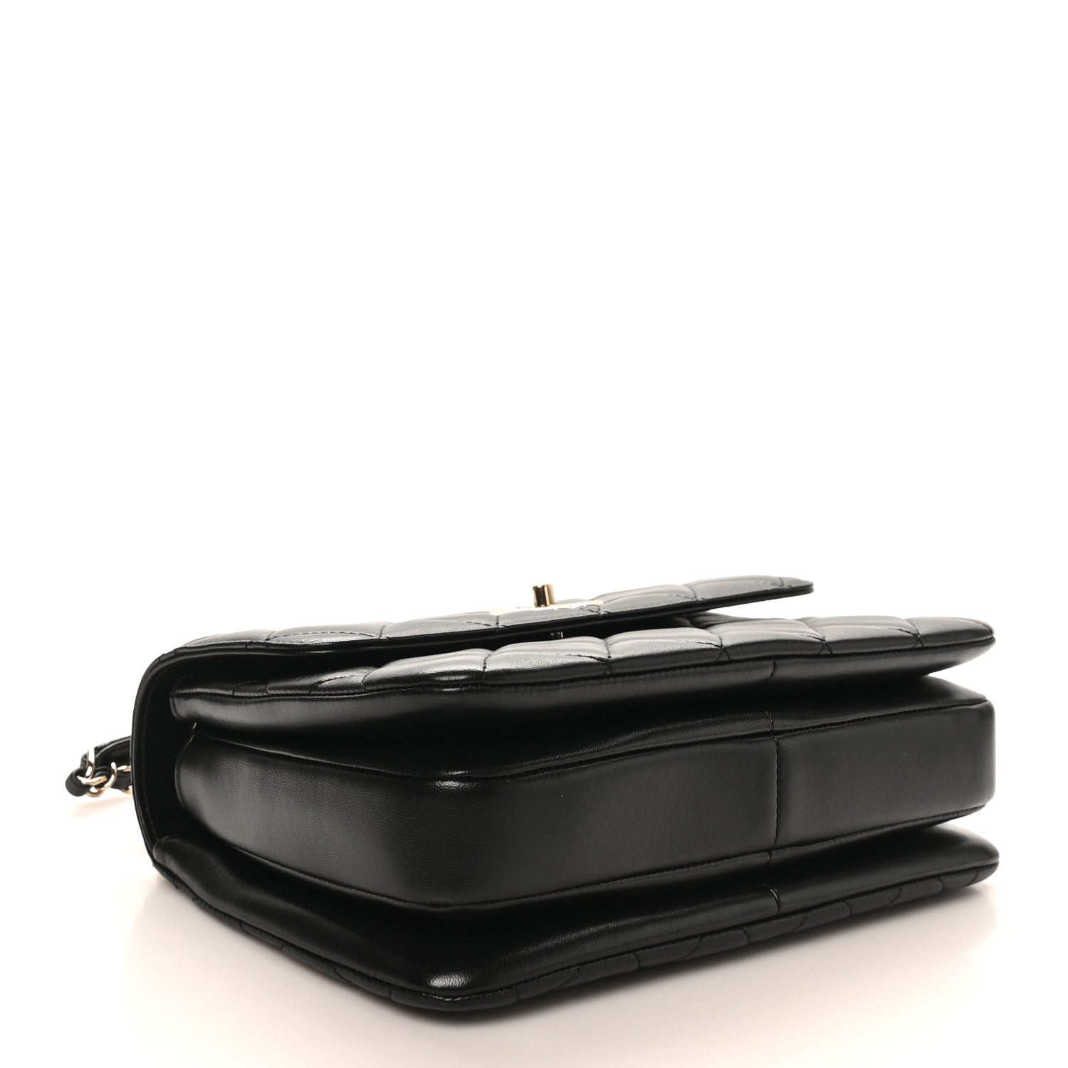 Lambskin Quilted Small Trendy CC Dual Handle Flap Bag Black