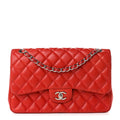 Lambskin Quilted Jumbo Double Flap Red