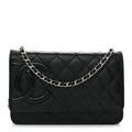 Calfskin Quilted Cambon Wallet on Chain WOC Black