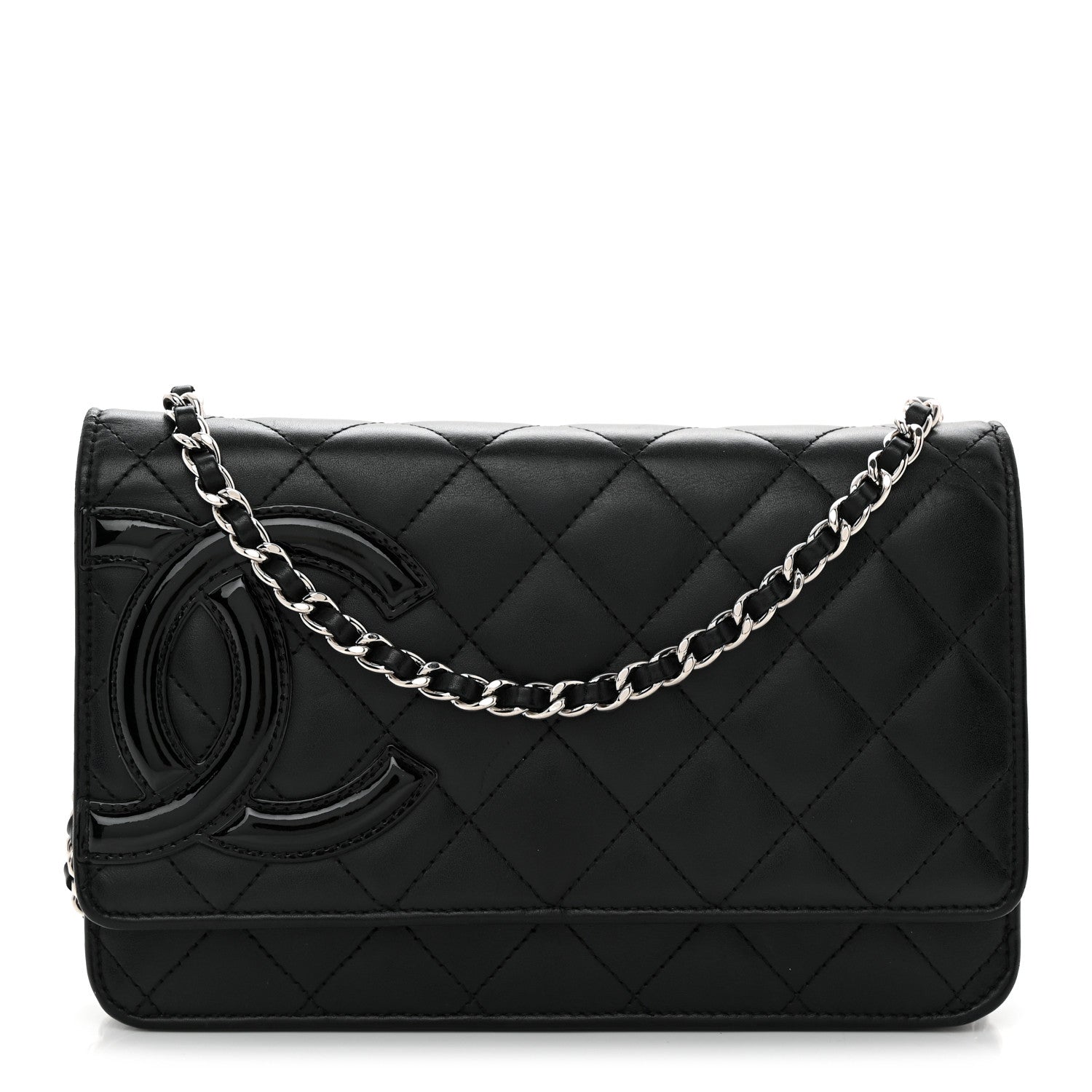 Calfskin Quilted Cambon Wallet on Chain WOC Black