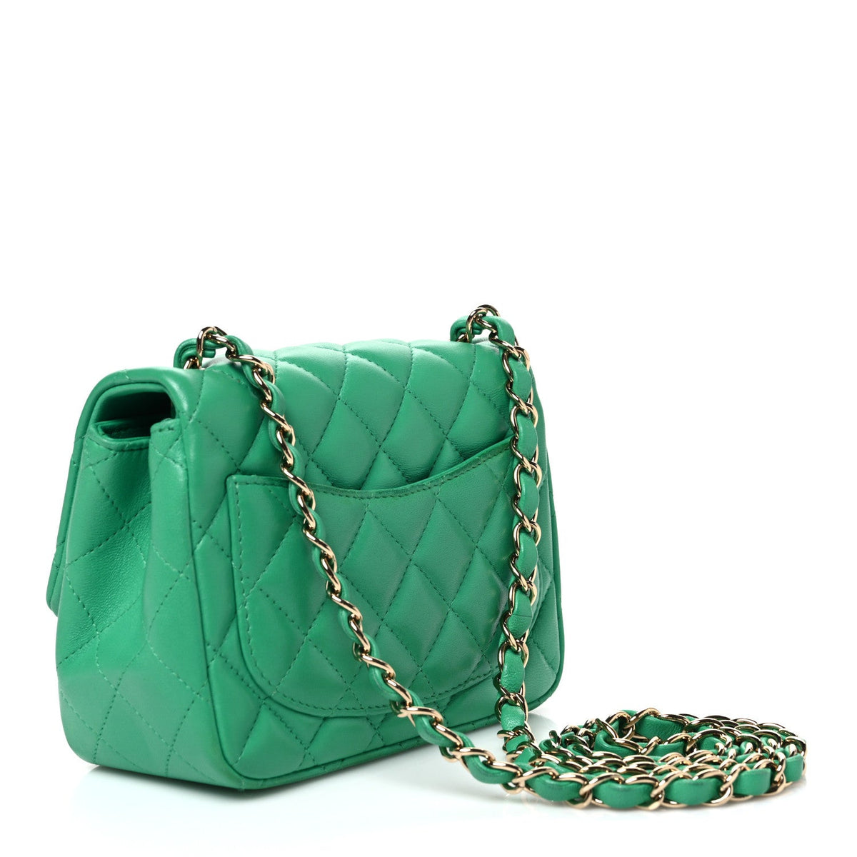 Lambskin Quilted Mini Square Flap Green