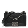 Caviar Quilted Small Boy Flap Black