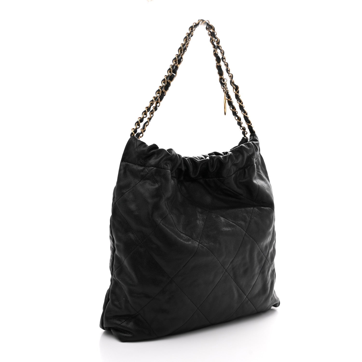 Shiny Caviar Quilted Monochrome Small Chanel 22 Black