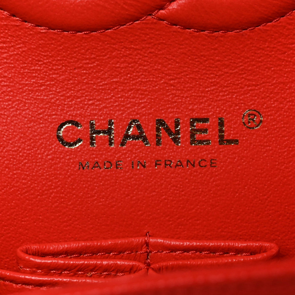 Caviar Quilted Medium Double Flap Red