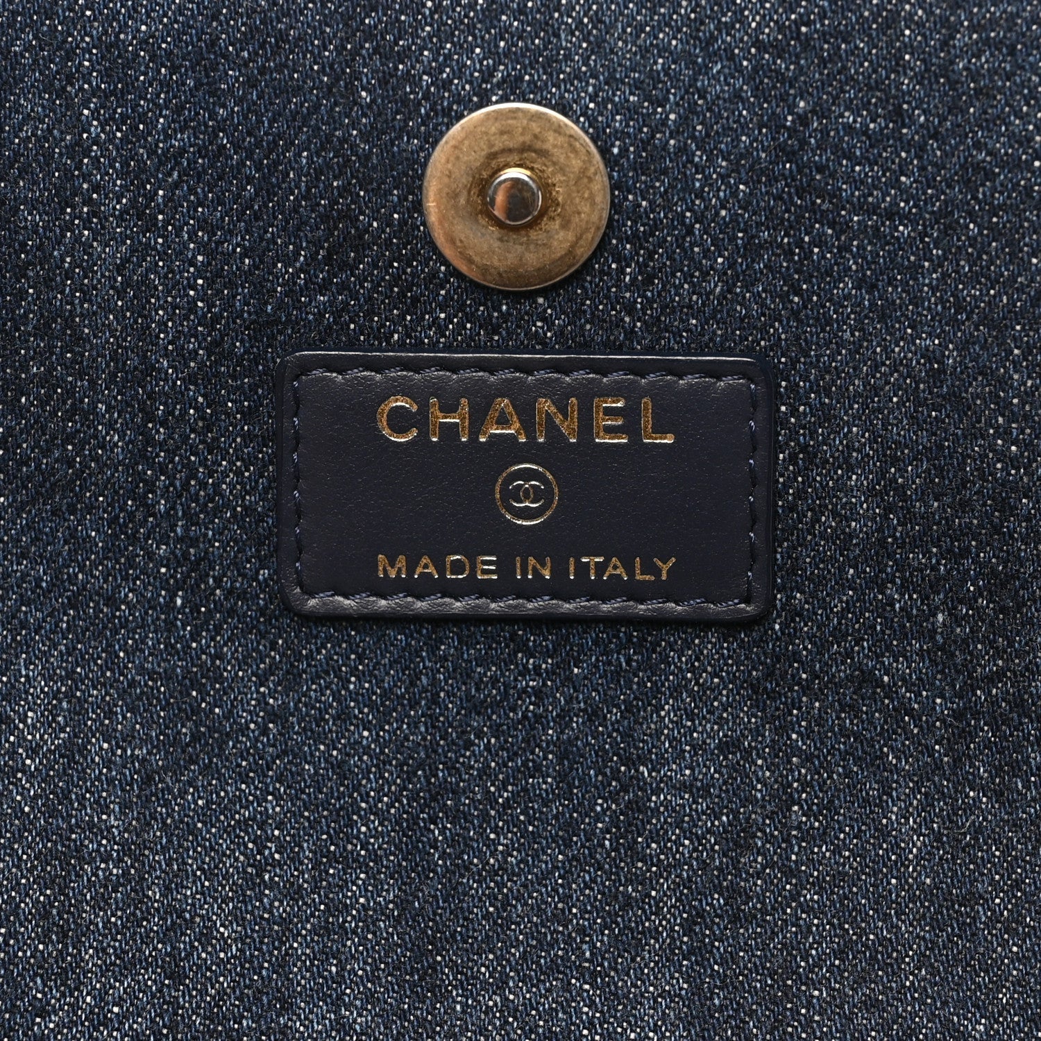 Denim Quilted Chanel 19 Flap Phone Holder With Chain Blue