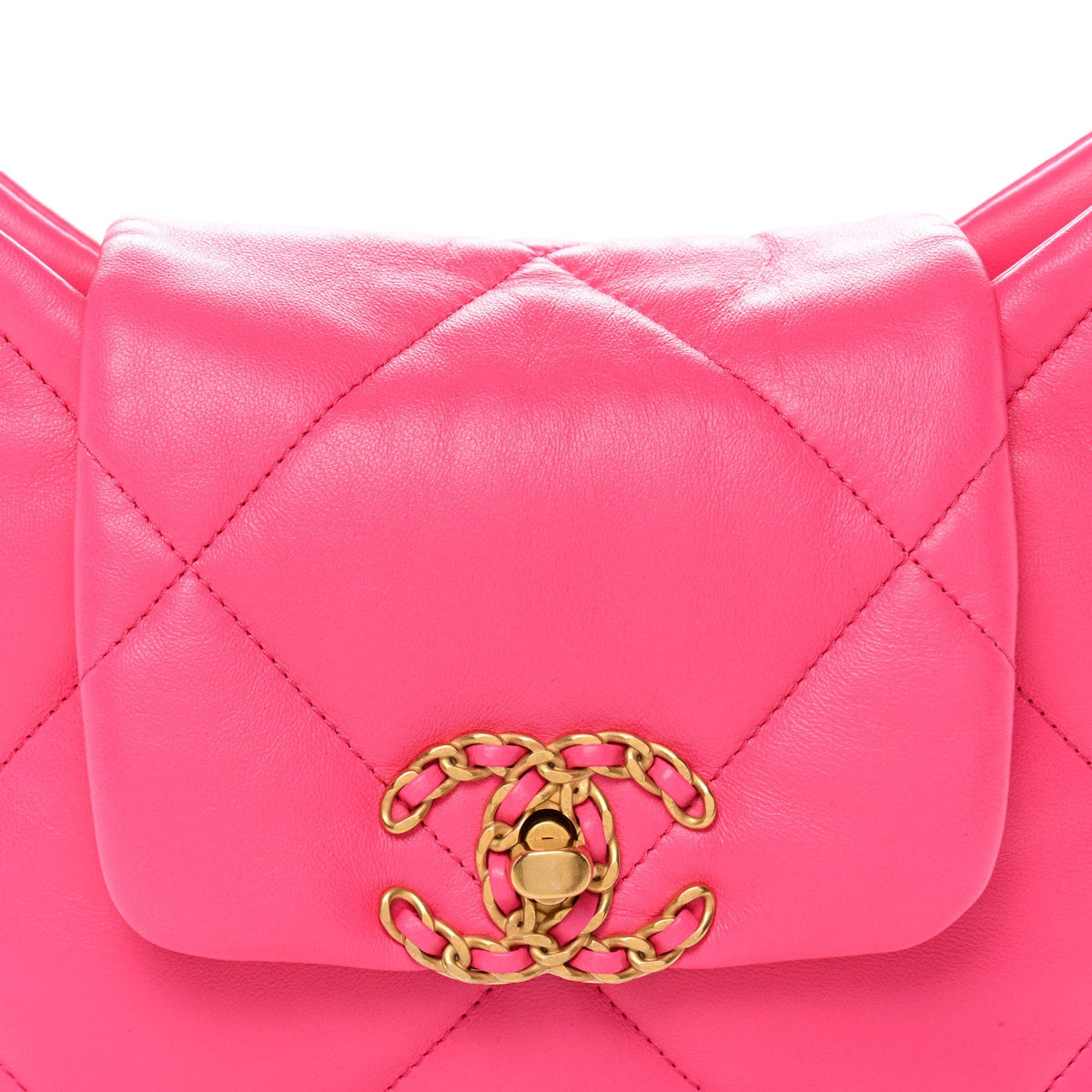 Lambskin Quilted Chanel 19 Hobo Fuchsia