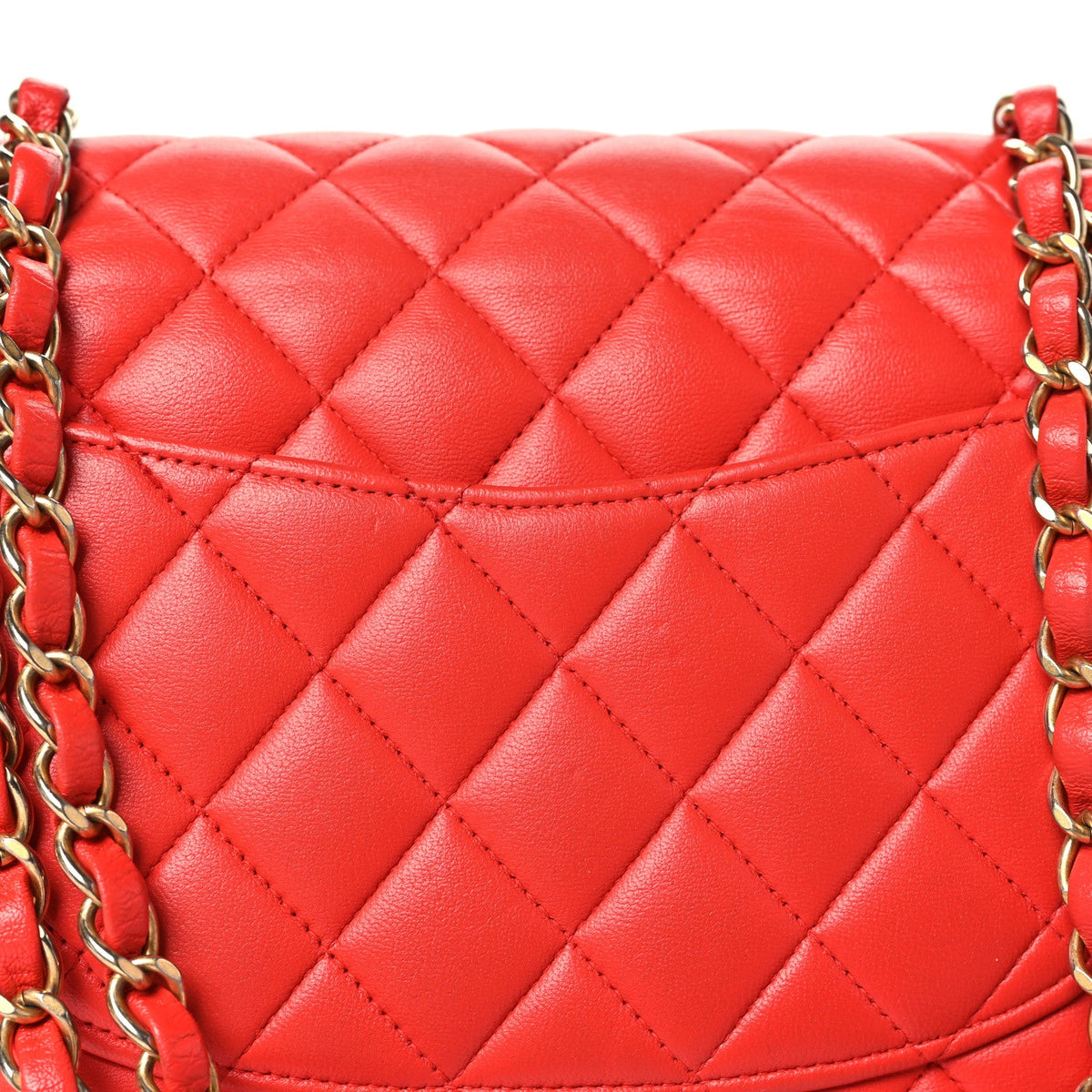 Lambskin Quilted Small Double Flap Red