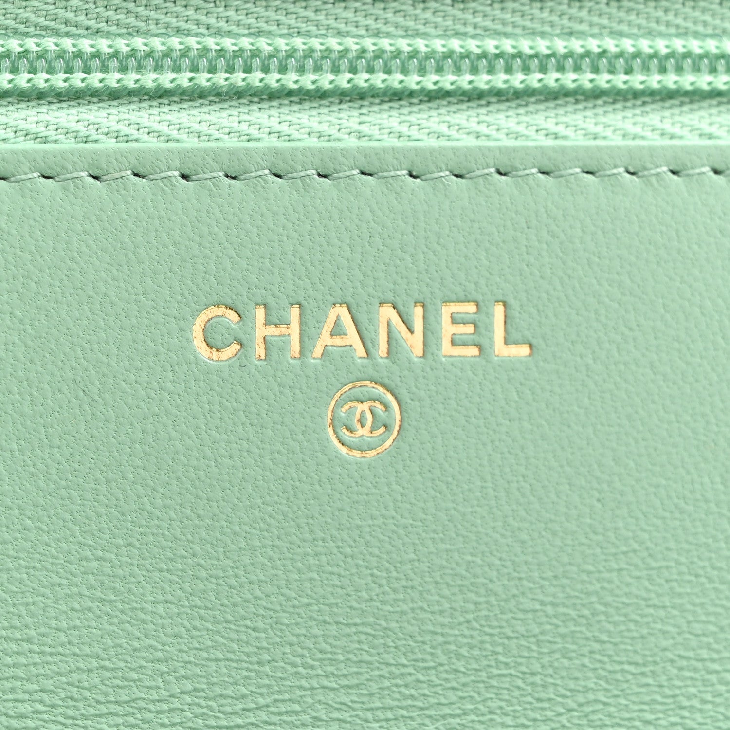 Lambskin Quilted Logo WOC Wallet On Chain Green