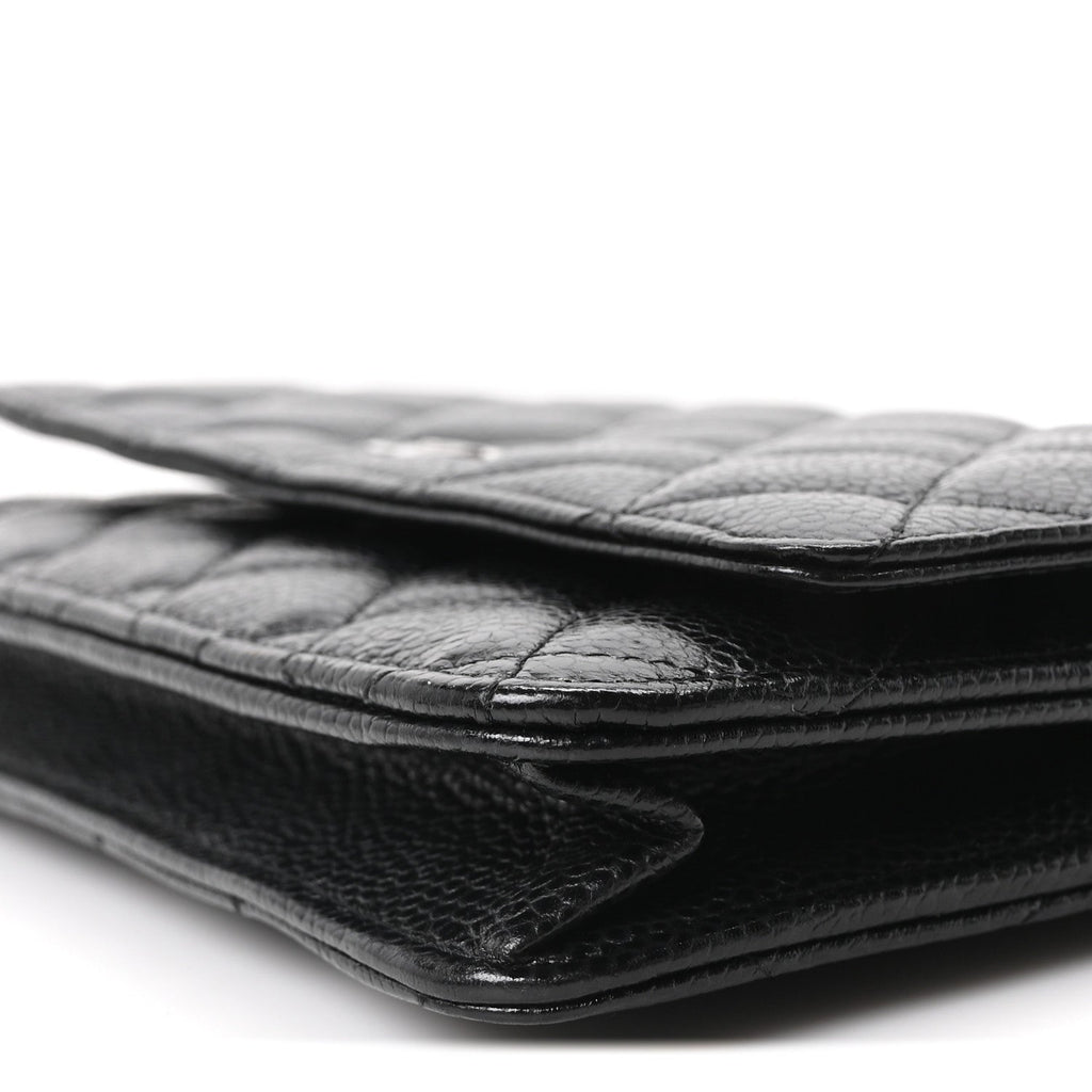 Caviar Quilted Wallet on Chain WOC Black