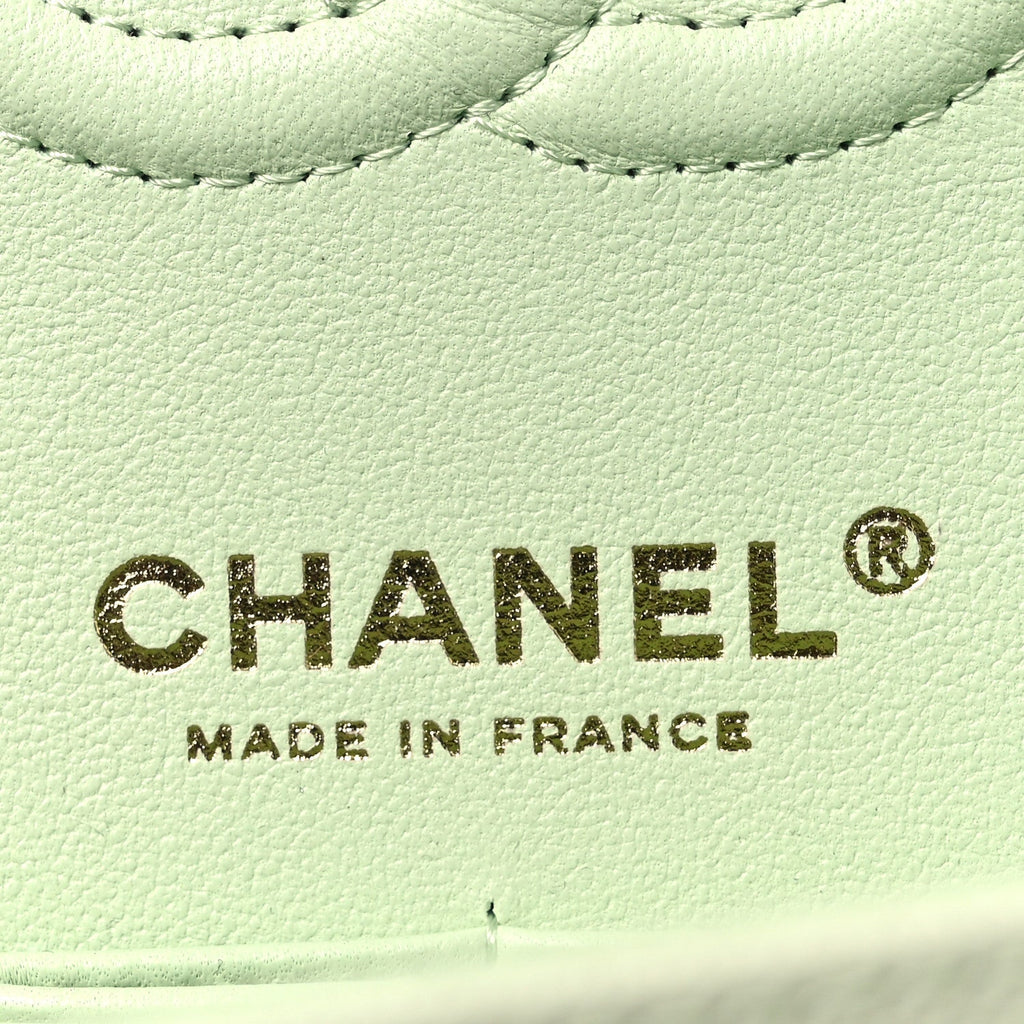 Caviar Quilted Small Double Flap Light Green